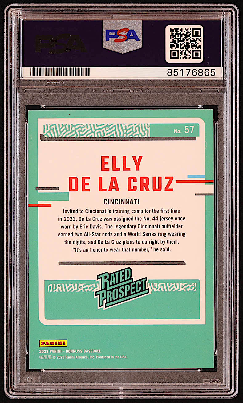 Elly De La Cruz Signed 2023 Donruss #57 RC (PSA) at PristineAuction.com Elly De La Cruz Signed 2023 Donruss #57 RC (PSA) at PristineAuction.com