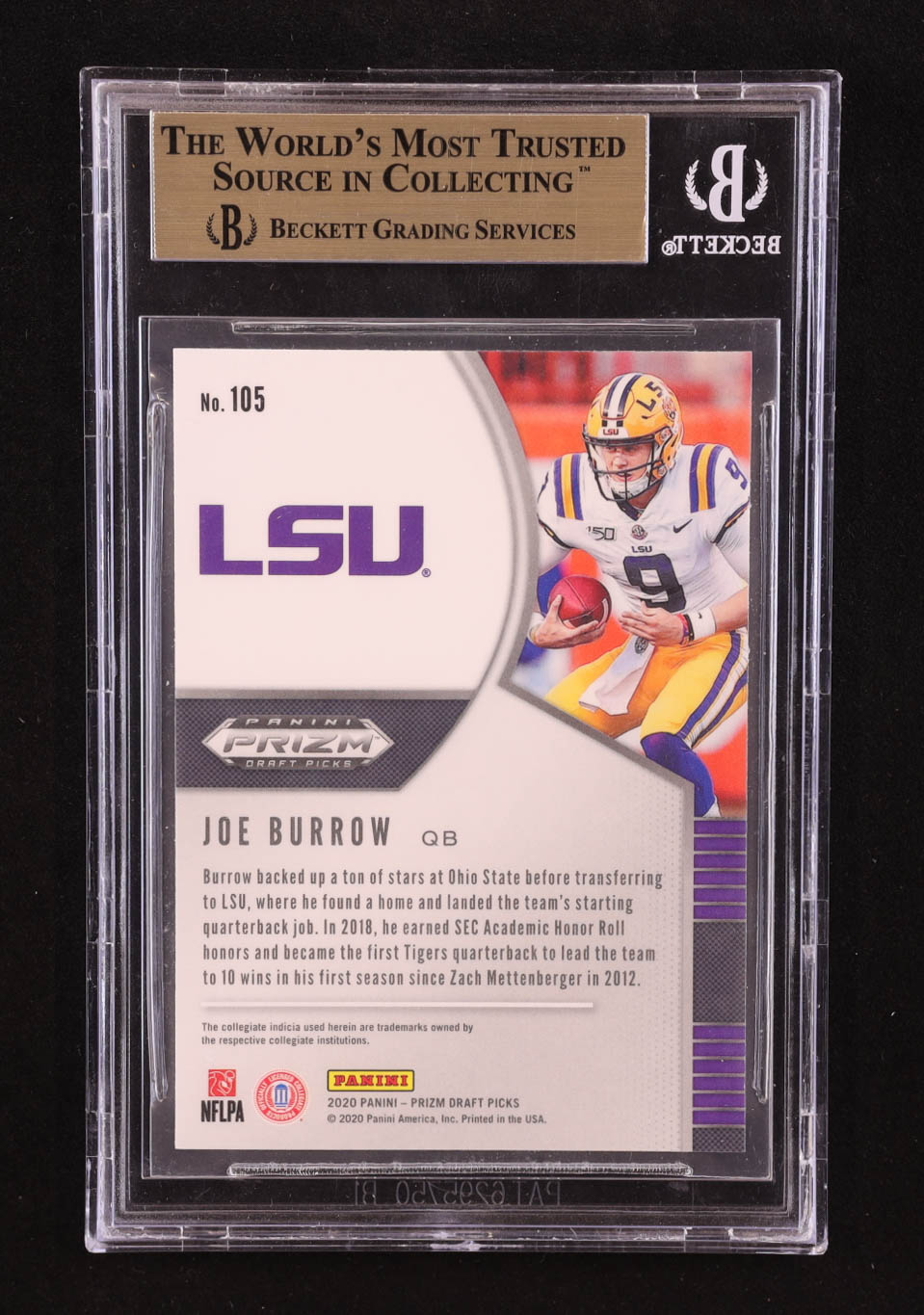 Joe Burrow 2020 Panini Prizm Draft Picks #105 RC (BGS 10) at PristineAuction.com Joe Burrow 2020 Panini Prizm Draft Picks #105 RC (BGS 10) at PristineAuction.com