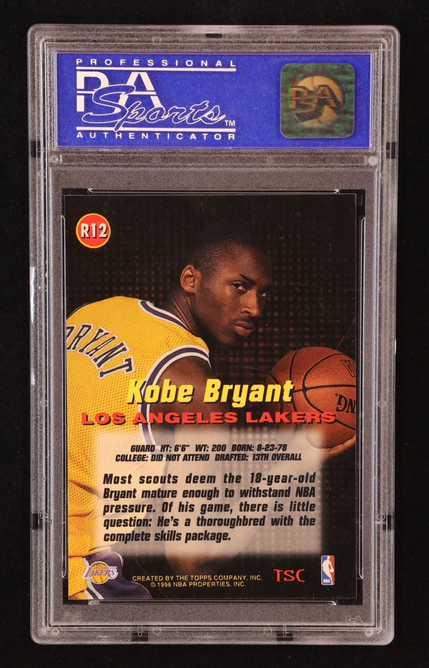 Kobe Bryant 1996-97 Stadium Club Rookies 1 #R12 RC (PSA 9) at PristineAuction.com Kobe Bryant 1996-97 Stadium Club Rookies 1 #R12 RC (PSA 9) at PristineAuction.com