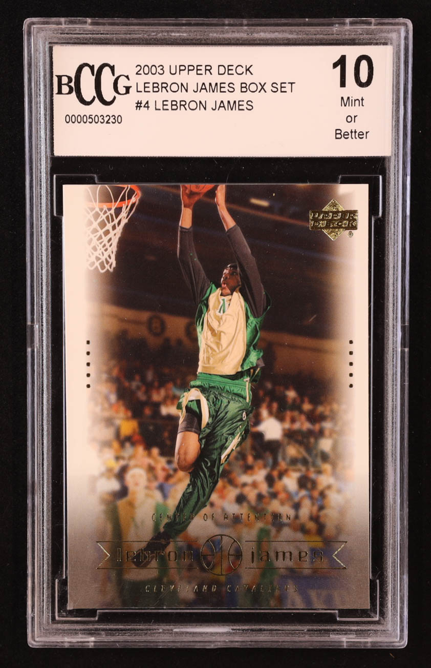 LeBron James 2003 Upper Deck LeBron James Box Set #4 RC / Center of Attention (BCCG 10) at PristineAuction.com LeBron James 2003 Upper Deck LeBron James Box Set #4 RC / Center of Attention (BCCG 10) at PristineAuction.com