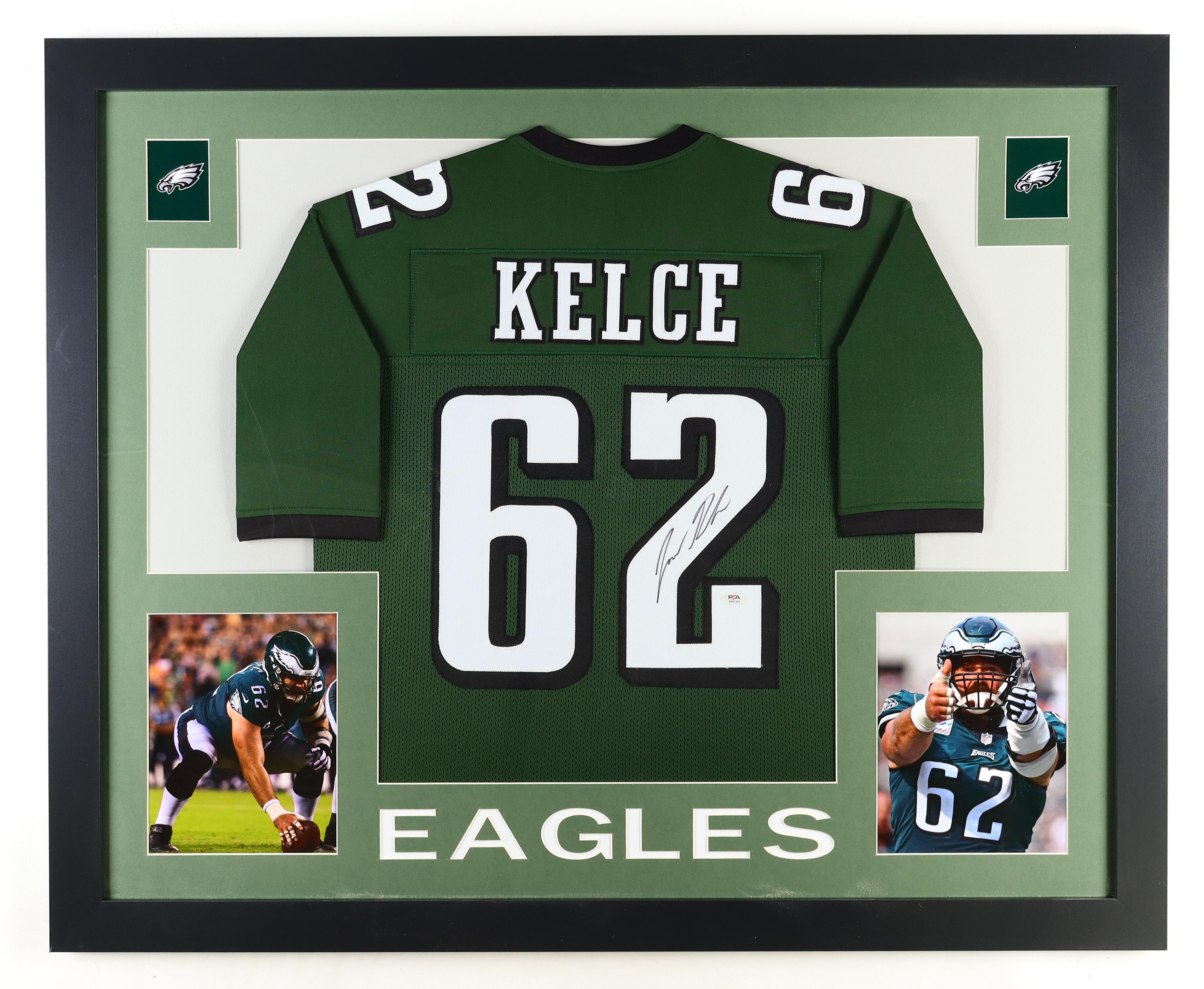 Jason Kelce Signed Custom Framed Jersey Display (PSA) at PristineAuction.com Jason Kelce Signed Custom Framed Jersey Display (PSA) at PristineAuction.com