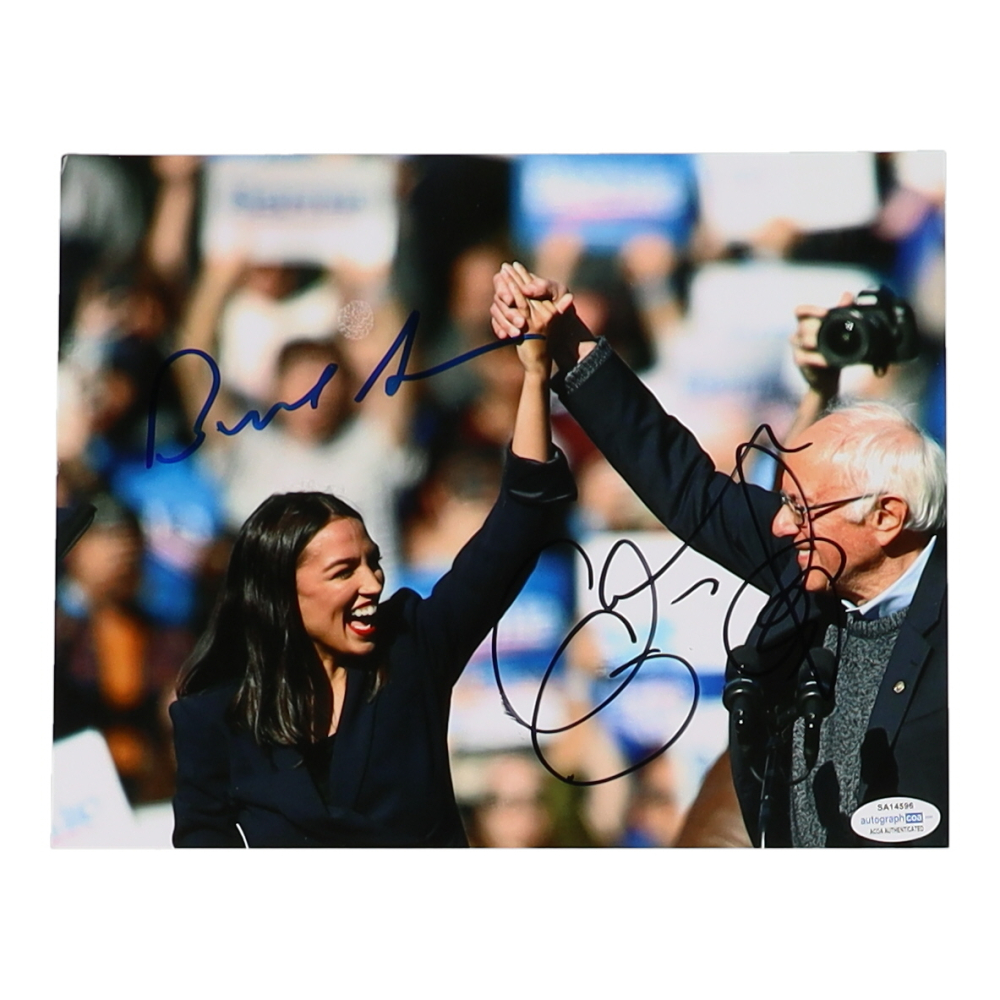 Bernie Sanders Signing Stuff Alexandria Ocasio-Cortez & Bernie Sanders Signed 8x10 Photo (ACOA ...