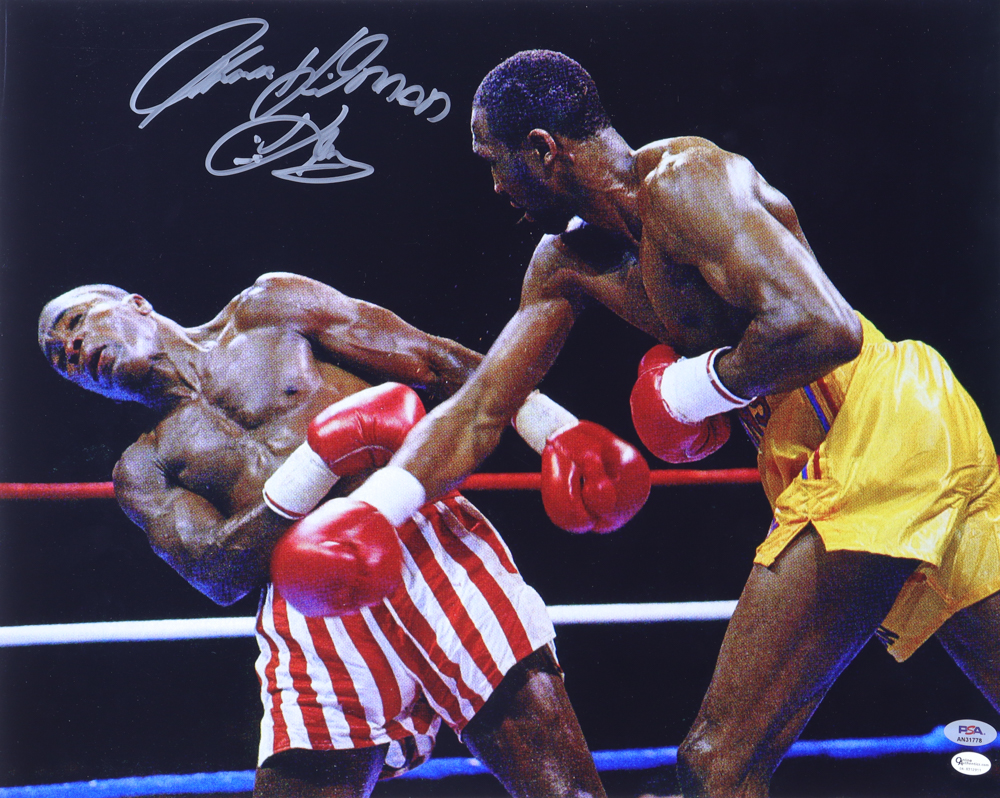 Thomas Hearns Signed 16x20 Photo Inscribed "Hitman" (PSA) at PristineAuction.com Thomas Hearns Signed 16x20 Photo Inscribed "Hitman" (PSA) at PristineAuction.com