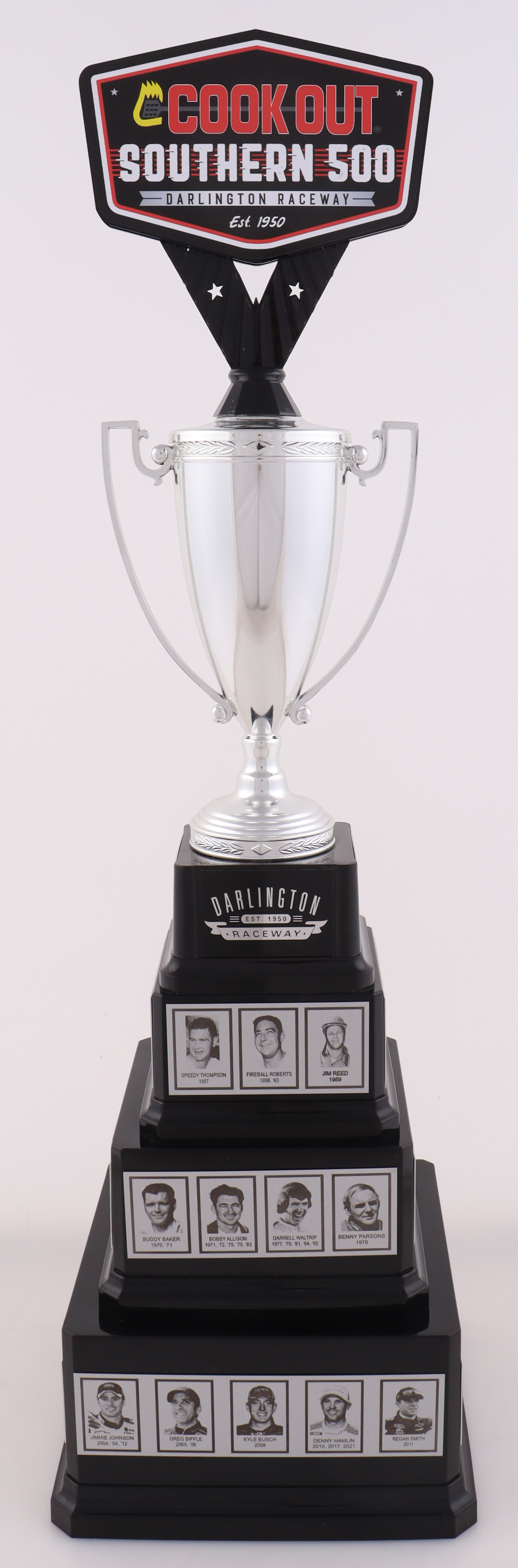 Kyle Larson Original Team Issued 2023 Darlington Raceway Southern 500 Race Win Mini Trophy at PristineAuction.com Kyle Larson Original Team Issued 2023 Darlington Raceway Southern 500 Race Win Mini Trophy at PristineAuction.com