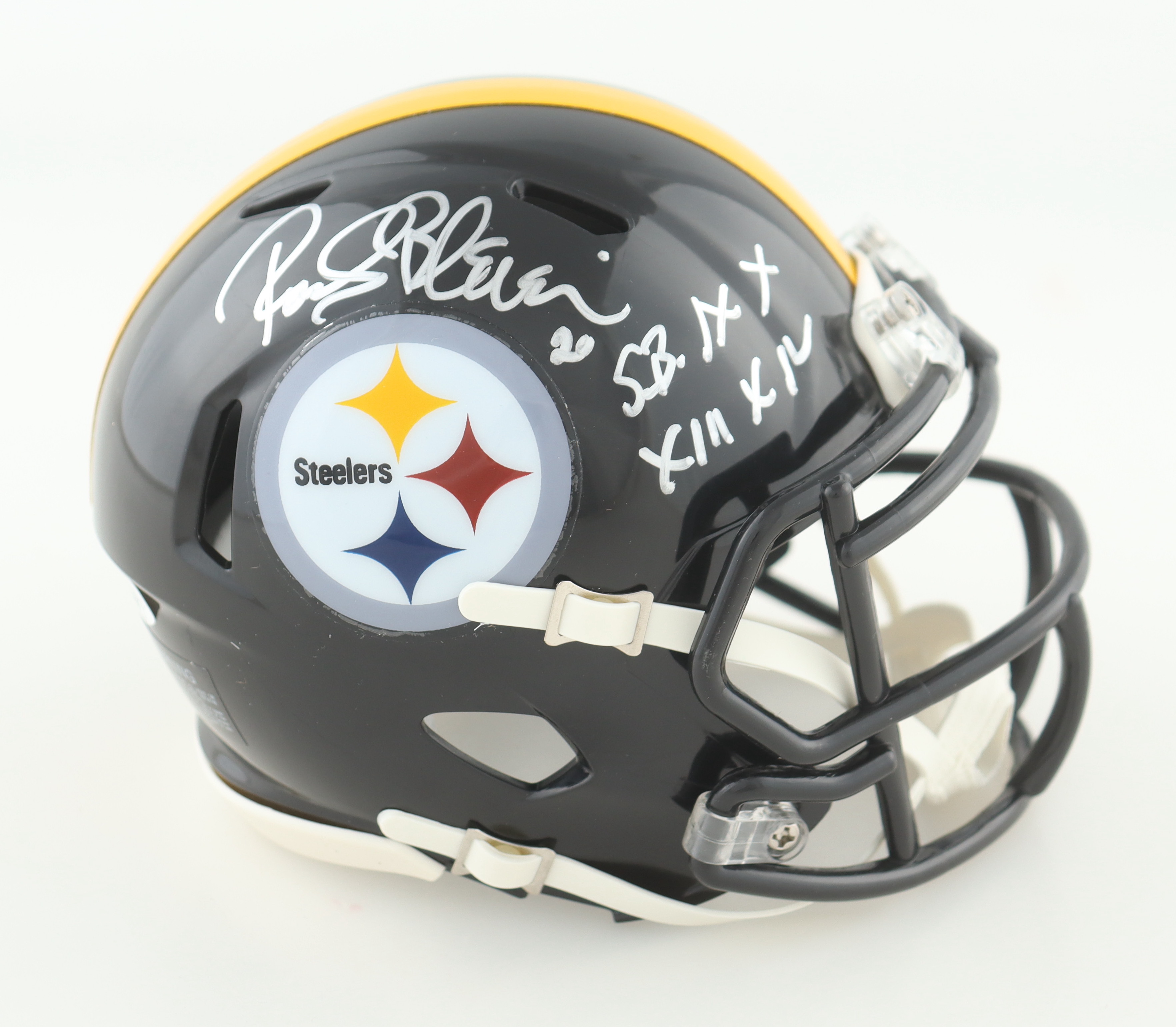 Rocky Bleier Signed Steelers Speed Mini Helmet Inscribed "SB IX, X, XII, XIV" (JSA) at PristineAuction.com Rocky Bleier Signed Steelers Speed Mini Helmet Inscribed "SB IX, X, XII, XIV" (JSA) at PristineAuction.com
