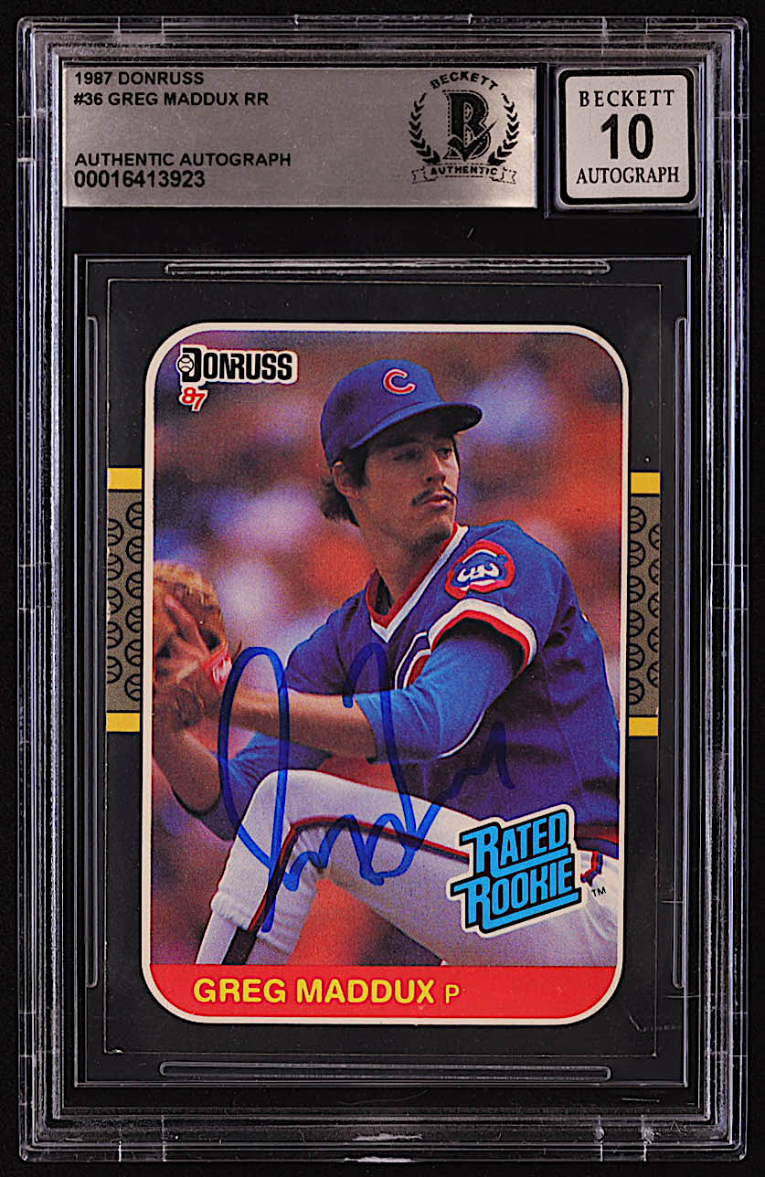 Greg Maddux Signed 1987 Donruss #36 RC (BGS | Autograph Graded BGS 10) at PristineAuction.com Greg Maddux Signed 1987 Donruss #36 RC (BGS | Autograph Graded BGS 10) at PristineAuction.com