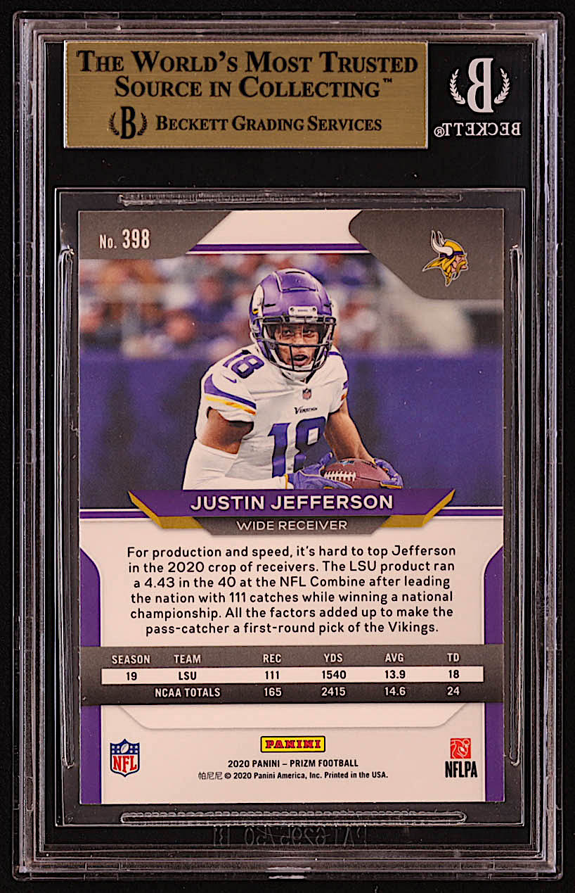 Justin Jefferson 2020 Panini Prizm #398A RC (BGS 9.5) at PristineAuction.com Justin Jefferson 2020 Panini Prizm #398A RC (BGS 9.5) at PristineAuction.com