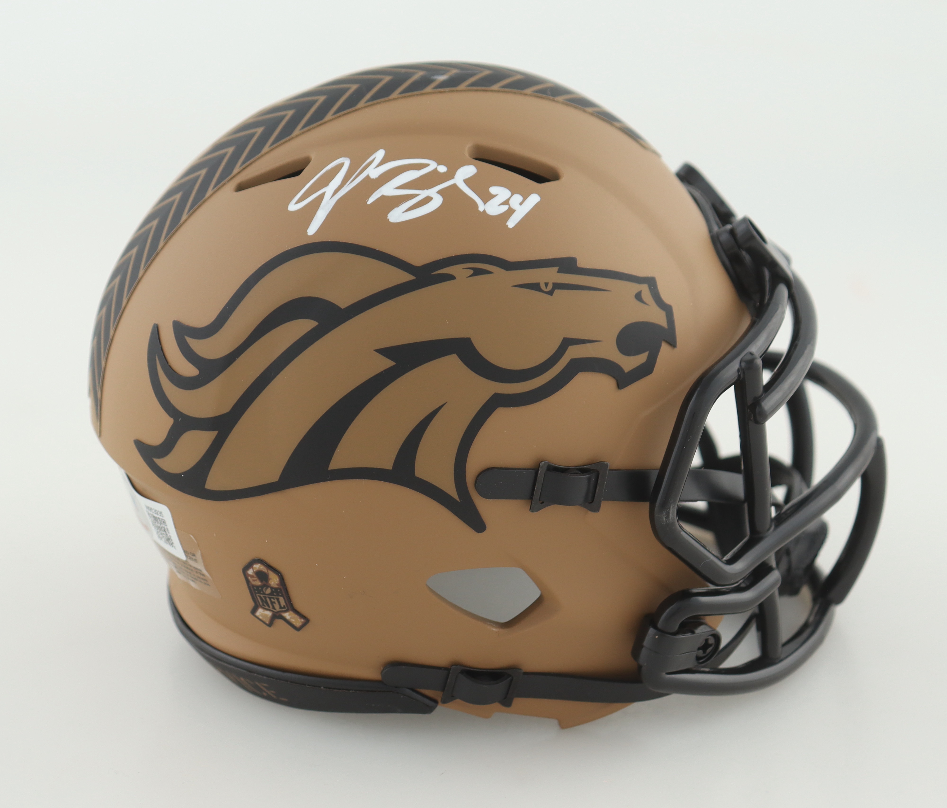 Champ Bailey Signed Broncos Salute To Service Alternate Speed Mini Helmet (Beckett) at PristineAuction.com Champ Bailey Signed Broncos Salute To Service Alternate Speed Mini Helmet (Beckett) at PristineAuction.com