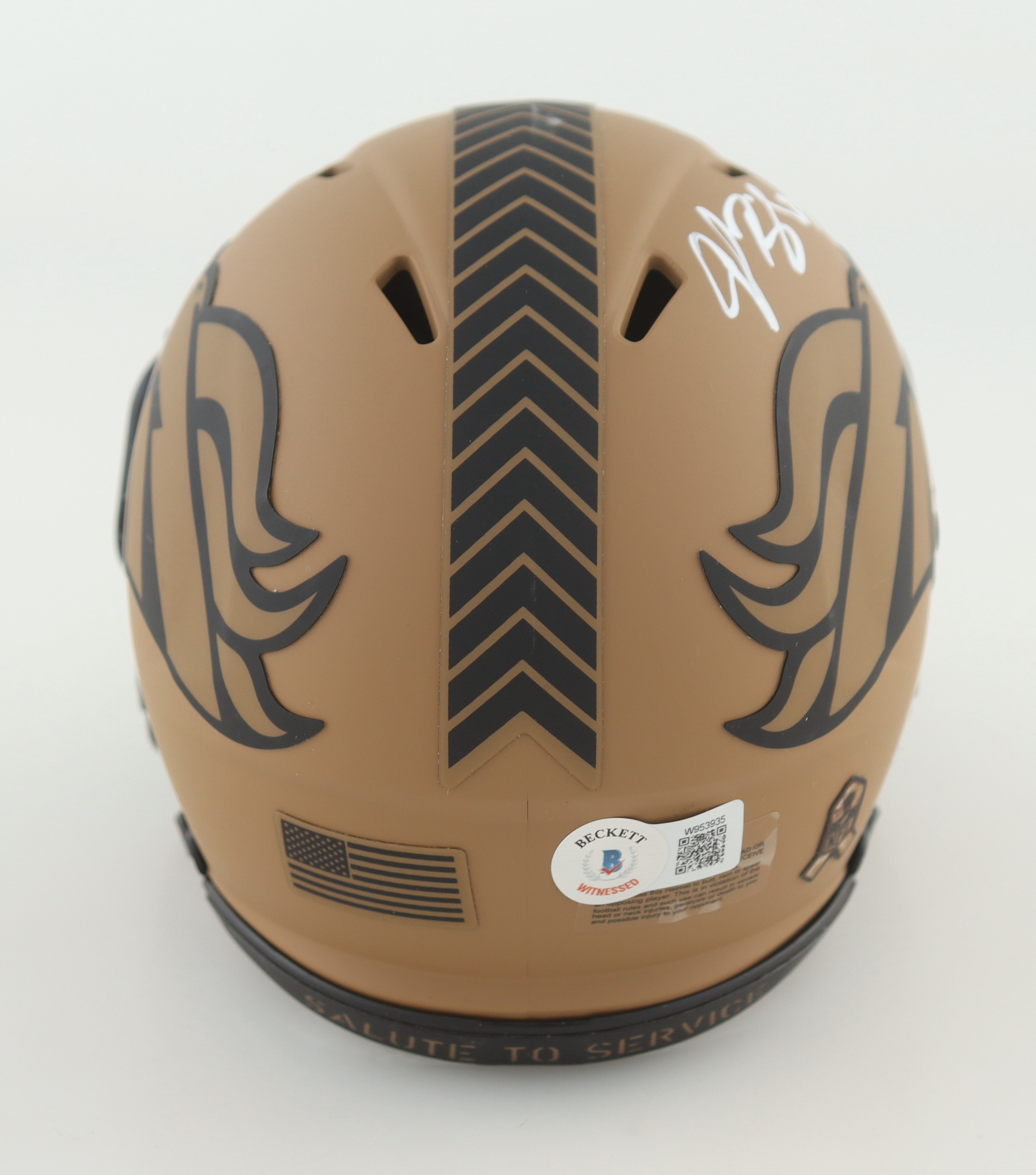 Champ Bailey Signed Broncos Salute To Service Alternate Speed Mini Helmet (Beckett) at PristineAuction.com Champ Bailey Signed Broncos Salute To Service Alternate Speed Mini Helmet (Beckett) at PristineAuction.com