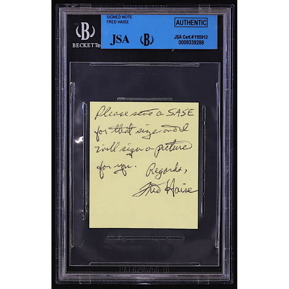Fred Haise Signed Sticky Note (BGS) | Pristine Auction