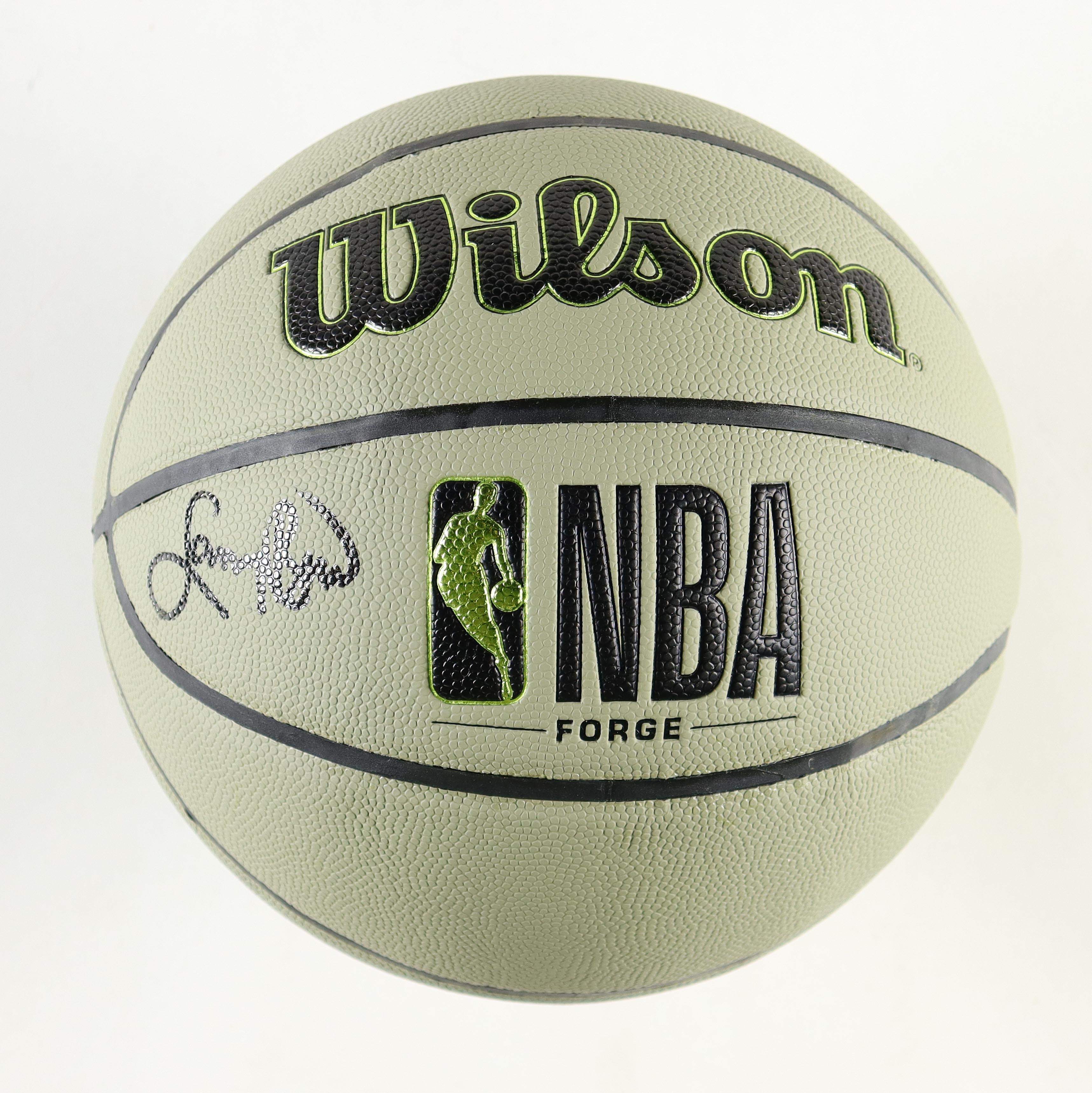 Larry Bird Signed NBA Green Basketball With Matching Green Display ...