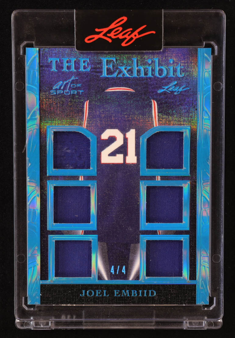 Joel Embiid 2023 Leaf Art of Sport The Exhibit Memorabilia Platinum Blue Spectrum #TE19 #4/4 at PristineAuction.com Joel Embiid 2023 Leaf Art of Sport The Exhibit Memorabilia Platinum Blue Spectrum #TE19 #4/4 at PristineAuction.com