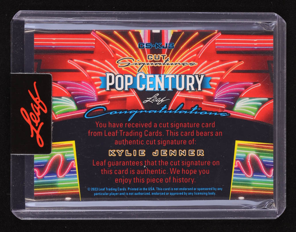 Kylie Jenner 2023 Leaf Pop Century Cut Signatures #CSKJ3 at PristineAuction.com Kylie Jenner 2023 Leaf Pop Century Cut Signatures #CSKJ3 at PristineAuction.com