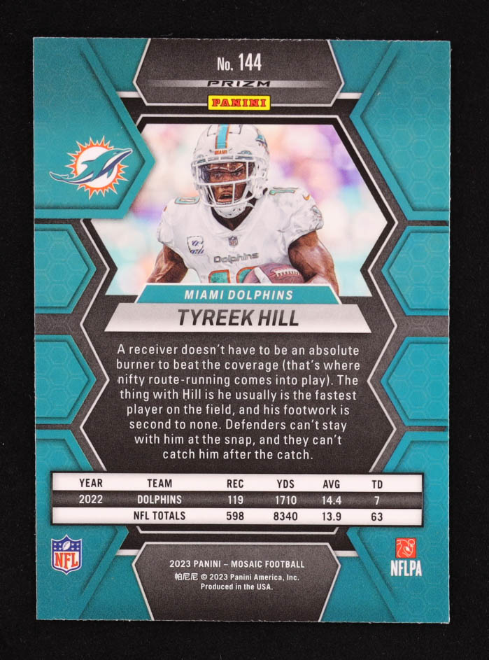 Tyreek Hill 2023 Panini Mosaic Mosaic Red #144 at PristineAuction.com Tyreek Hill 2023 Panini Mosaic Mosaic Red #144 at PristineAuction.com