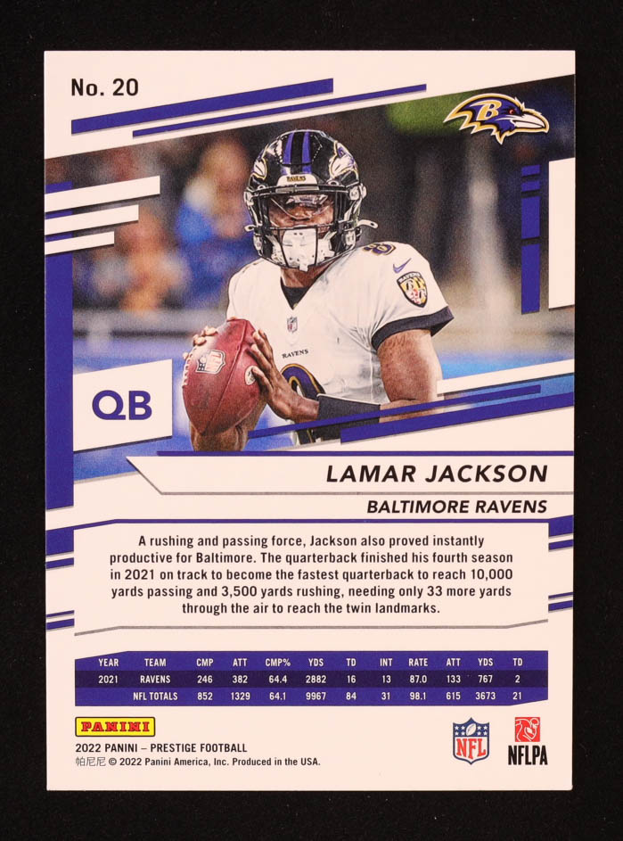Lamar Jackson 2022 Prestige Xtra Points Diamond #20 at PristineAuction.com Lamar Jackson 2022 Prestige Xtra Points Diamond #20 at PristineAuction.com