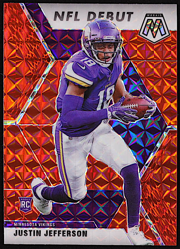 Justin Jefferson 2020 Panini Mosaic Mosaic Red #270 DEB RC at PristineAuction.com Justin Jefferson 2020 Panini Mosaic Mosaic Red #270 DEB RC at PristineAuction.com