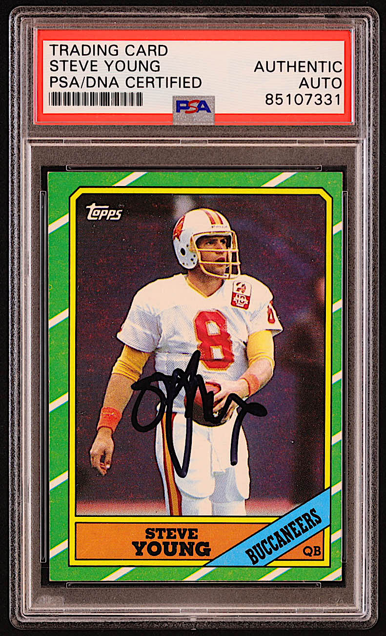 Steve Young Signed 1986 Topps #374 RC (PSA) at PristineAuction.com Steve Young Signed 1986 Topps #374 RC (PSA) at PristineAuction.com
