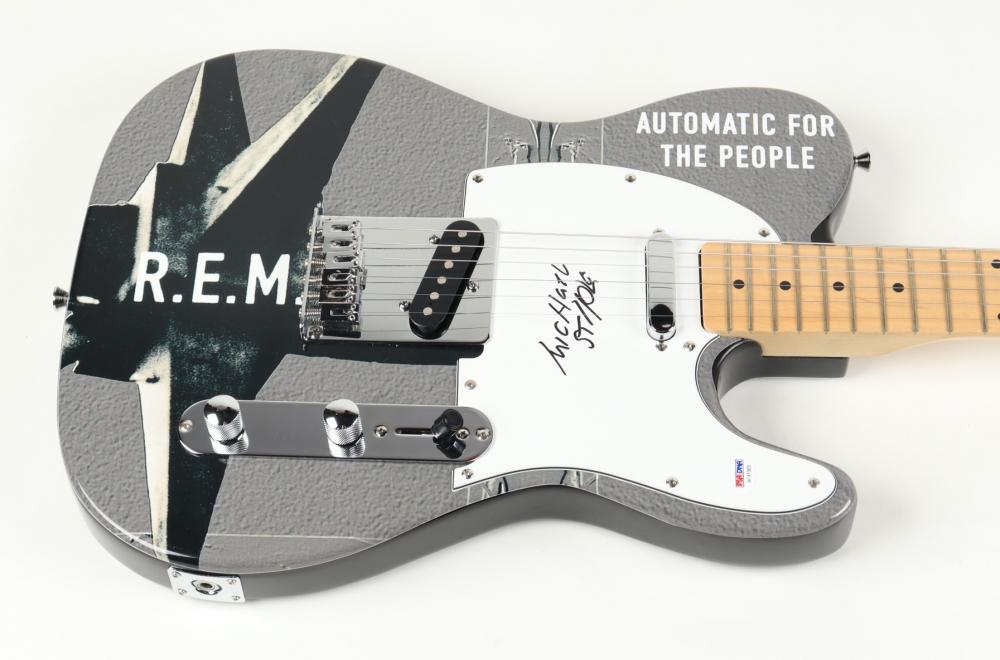 Complete Set (4) of R.E.M. Electric Guitars Band-Signed by (4) with Michael Stipe, Mike Mills, Bill Berry & Peter Buck (AutographCOA, JSA, & PSA) at PristineAuction.com Complete Set (4) of R.E.M. Electric Guitars Band-Signed by (4) with Michael Stipe, Mike Mills, Bill Berry & Peter Buck (AutographCOA, JSA, & PSA) at PristineAuction.com
