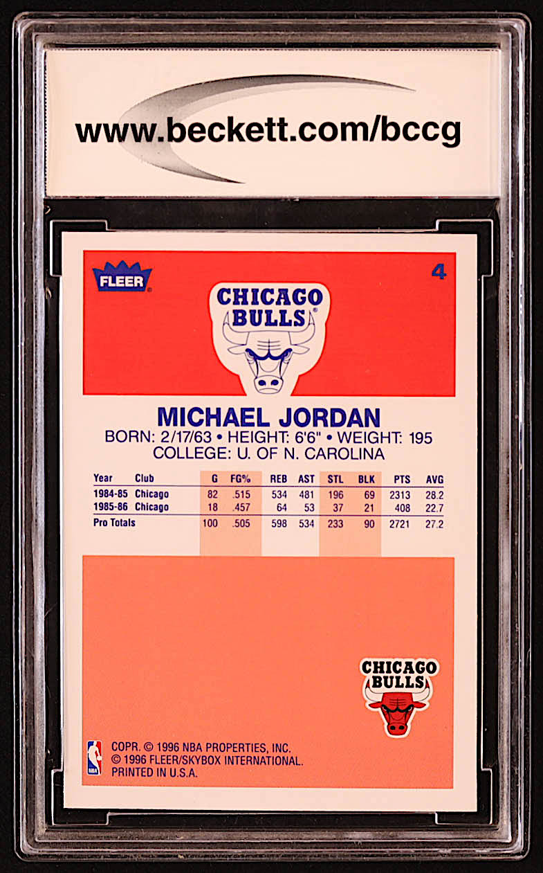 Michael Jordan 1996-97 Fleer Decade of Excellence #4 (BCCG 9) at PristineAuction.com Michael Jordan 1996-97 Fleer Decade of Excellence #4 (BCCG 9) at PristineAuction.com