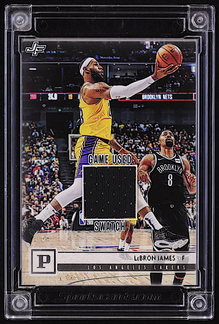 LeBron James 2022-23 Sportscards.com Jersey Fusion Game-Used Swatch #LJ17B at PristineAuction.com LeBron James 2022-23 Sportscards.com Jersey Fusion Game-Used Swatch #LJ17B at PristineAuction.com