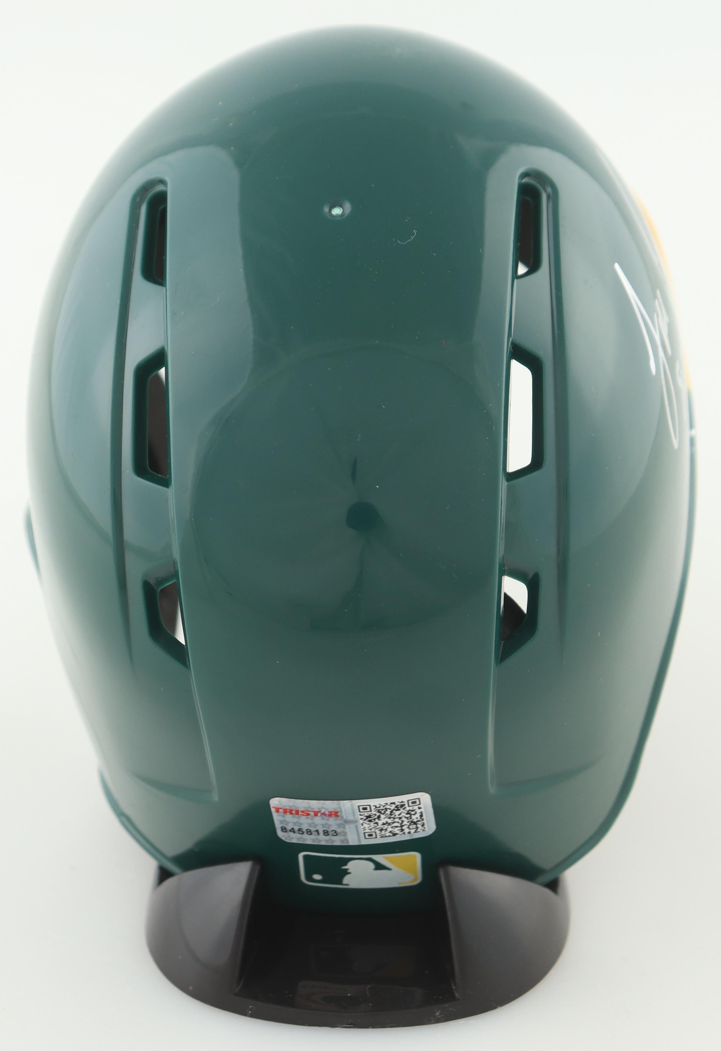 Jose Canseco Signed Athletics Batting Mini Helmet Inscribed "86 AL ROY", "88 AL MVP" & "40/40" (TriStar) at PristineAuction.com Jose Canseco Signed Athletics Batting Mini Helmet Inscribed "86 AL ROY", "88 AL MVP" & "40/40" (TriStar) at PristineAuction.com