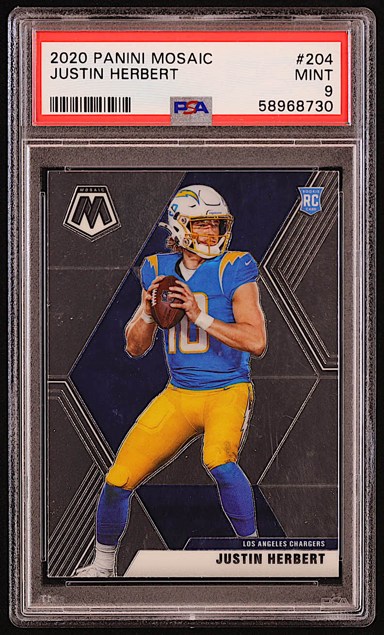 Justin Herbert 2020 Panini Mosaic #204 RC (PSA 9) at PristineAuction.com Justin Herbert 2020 Panini Mosaic #204 RC (PSA 9) at PristineAuction.com