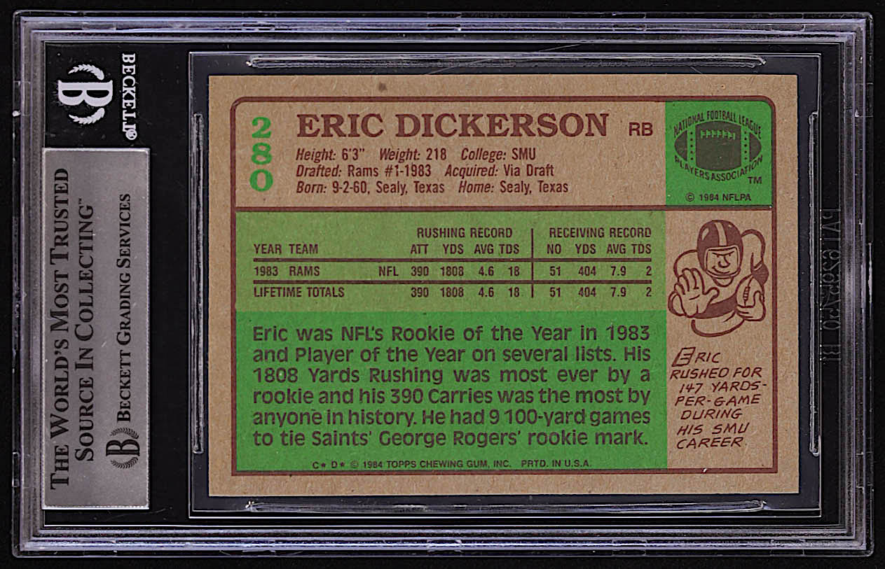 Eric Dickerson 1984 Topps #280 RC (BGS 8.5) at PristineAuction.com Eric Dickerson 1984 Topps #280 RC (BGS 8.5) at PristineAuction.com