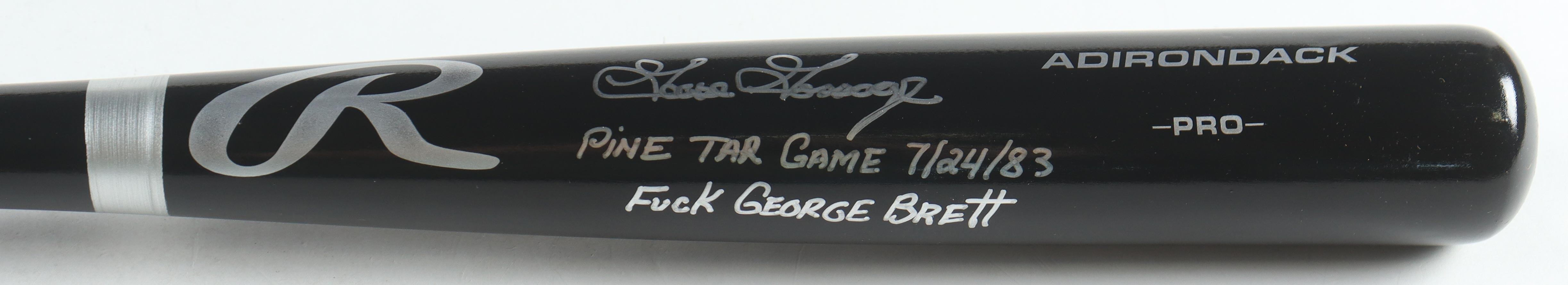 Goose Gossage Signed Rawlings Baseball Bat Inscribed "Pine Tar Game 7/24/83" & "F*** George Brett" (Beckett) at PristineAuction.com Goose Gossage Signed Rawlings Baseball Bat Inscribed "Pine Tar Game 7/24/83" & "F*** George Brett" (Beckett) at PristineAuction.com