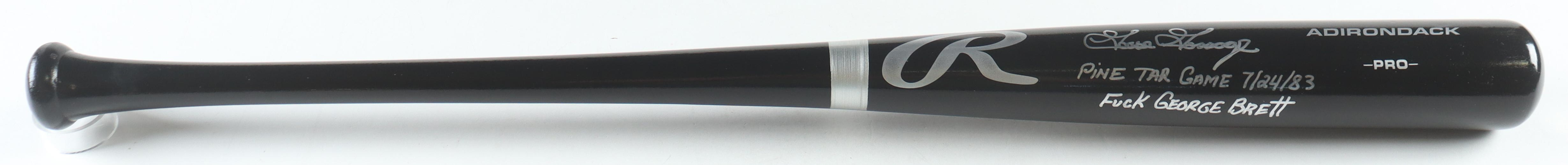 Goose Gossage Signed Rawlings Baseball Bat Inscribed "Pine Tar Game 7/24/83" & "F*** George Brett" (Beckett) at PristineAuction.com Goose Gossage Signed Rawlings Baseball Bat Inscribed "Pine Tar Game 7/24/83" & "F*** George Brett" (Beckett) at PristineAuction.com