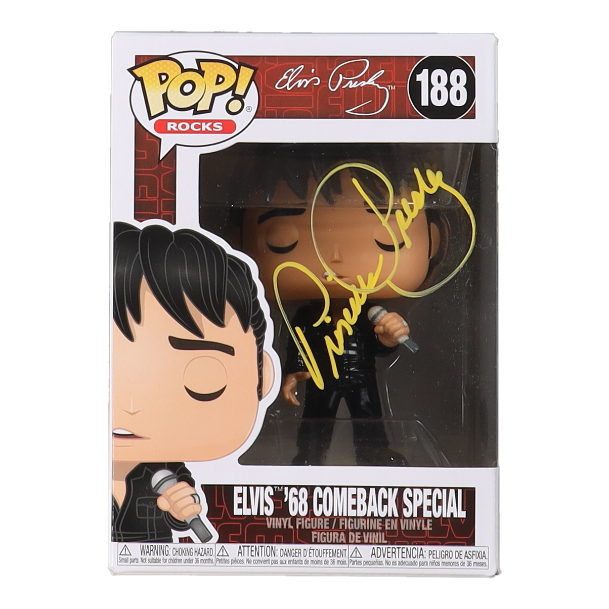 Priscilla Presley Signed "Elvis Presley" #188 Elvis '68 Comeback Special Funko Pop! Vinyl Figure (Beckett) at PristineAuction.com Priscilla Presley Signed "Elvis Presley" #188 Elvis '68 Comeback Special Funko Pop! Vinyl Figure (Beckett) at PristineAuction.com