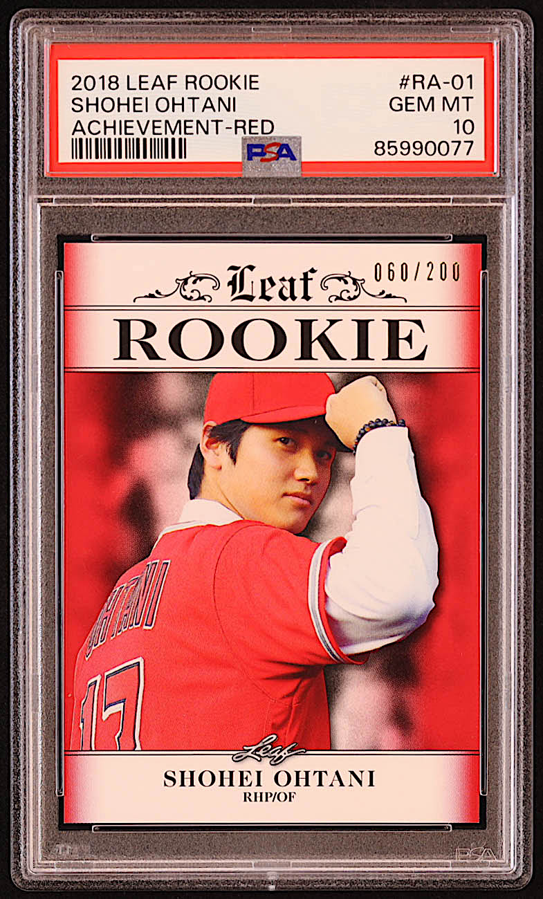Shohei Ohtani 2018 Leaf Ohtani Rookie Achievement Red #RA01 RC #60/200 (PSA 10) at PristineAuction.com Shohei Ohtani 2018 Leaf Ohtani Rookie Achievement Red #RA01 RC #60/200 (PSA 10) at PristineAuction.com