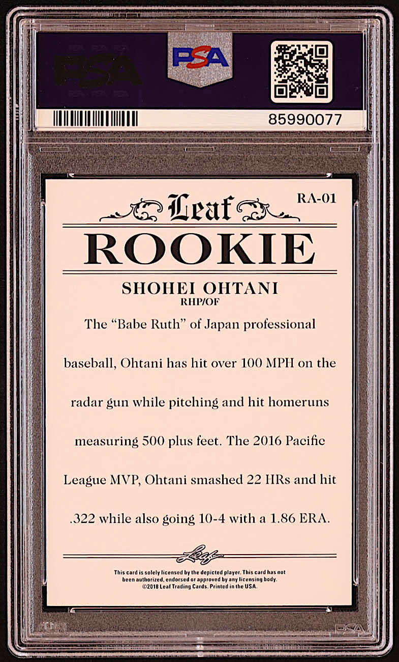 Shohei Ohtani 2018 Leaf Ohtani Rookie Achievement Red #RA01 RC #60/200 (PSA 10) at PristineAuction.com Shohei Ohtani 2018 Leaf Ohtani Rookie Achievement Red #RA01 RC #60/200 (PSA 10) at PristineAuction.com