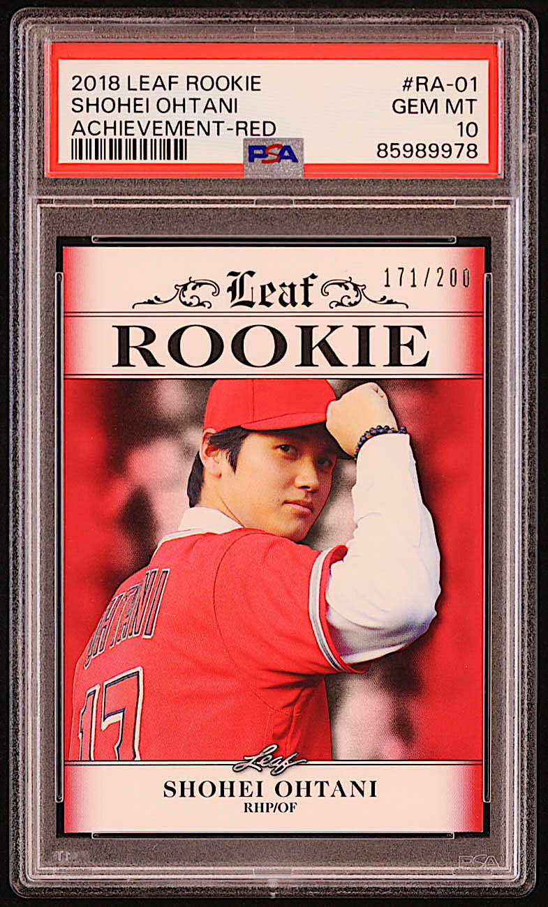 Shohei Ohtani 2018 Leaf Ohtani Rookie Achievement Red #RA01 RC #171/200 (PSA 10) at PristineAuction.com Shohei Ohtani 2018 Leaf Ohtani Rookie Achievement Red #RA01 RC #171/200 (PSA 10) at PristineAuction.com