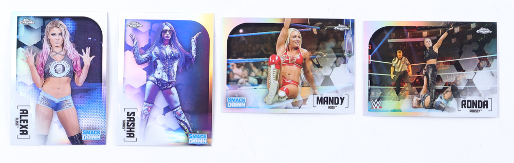 2020 Topps Chrome WWE Refractors Complete Set of (100) Cards with Alexa Bliss #3, Sasha Banks #57, Mandy Rose #42, Ronda Rousey #51 at PristineAuction.com 2020 Topps Chrome WWE Refractors Complete Set of (100) Cards with Alexa Bliss #3, Sasha Banks #57, Mandy Rose #42, Ronda Rousey #51 at PristineAuction.com