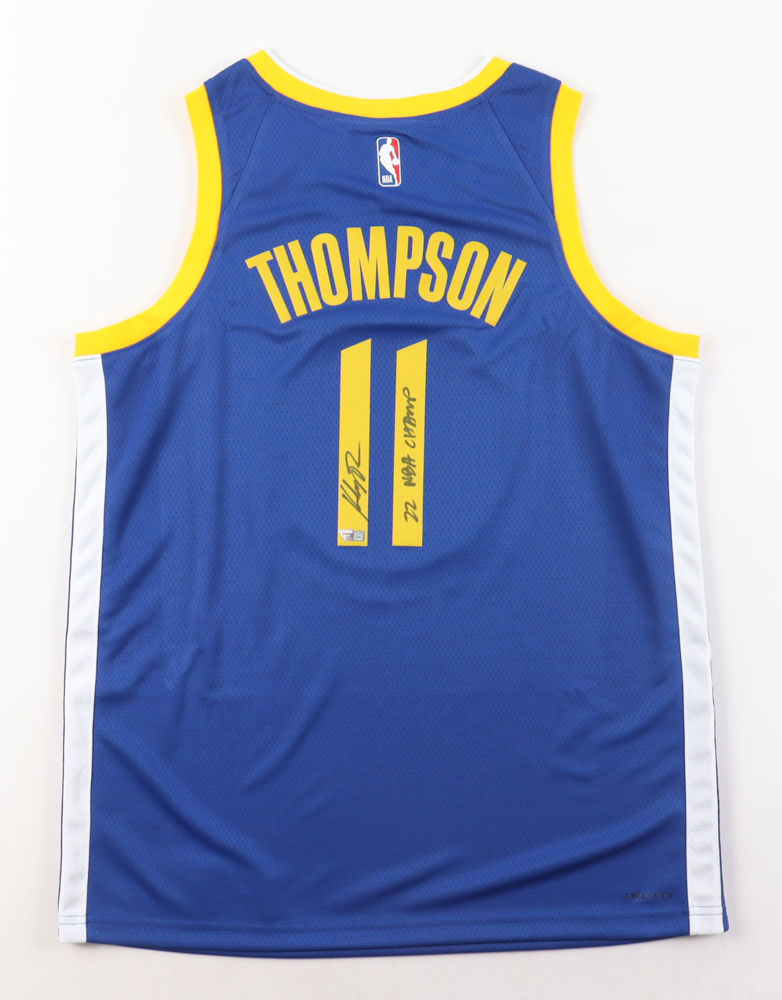 Klay Thompson Signed Warriors Jersey Inscribed "22 NBA Champ" (Fanatics) at PristineAuction.com Klay Thompson Signed Warriors Jersey Inscribed "22 NBA Champ" (Fanatics) at PristineAuction.com