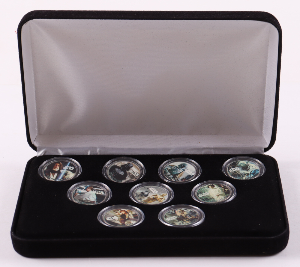 "Star Wars" LE Commemorative Coin Set with (9) Coins & Display Case at PristineAuction.com "Star Wars" LE Commemorative Coin Set with (9) Coins & Display Case at PristineAuction.com