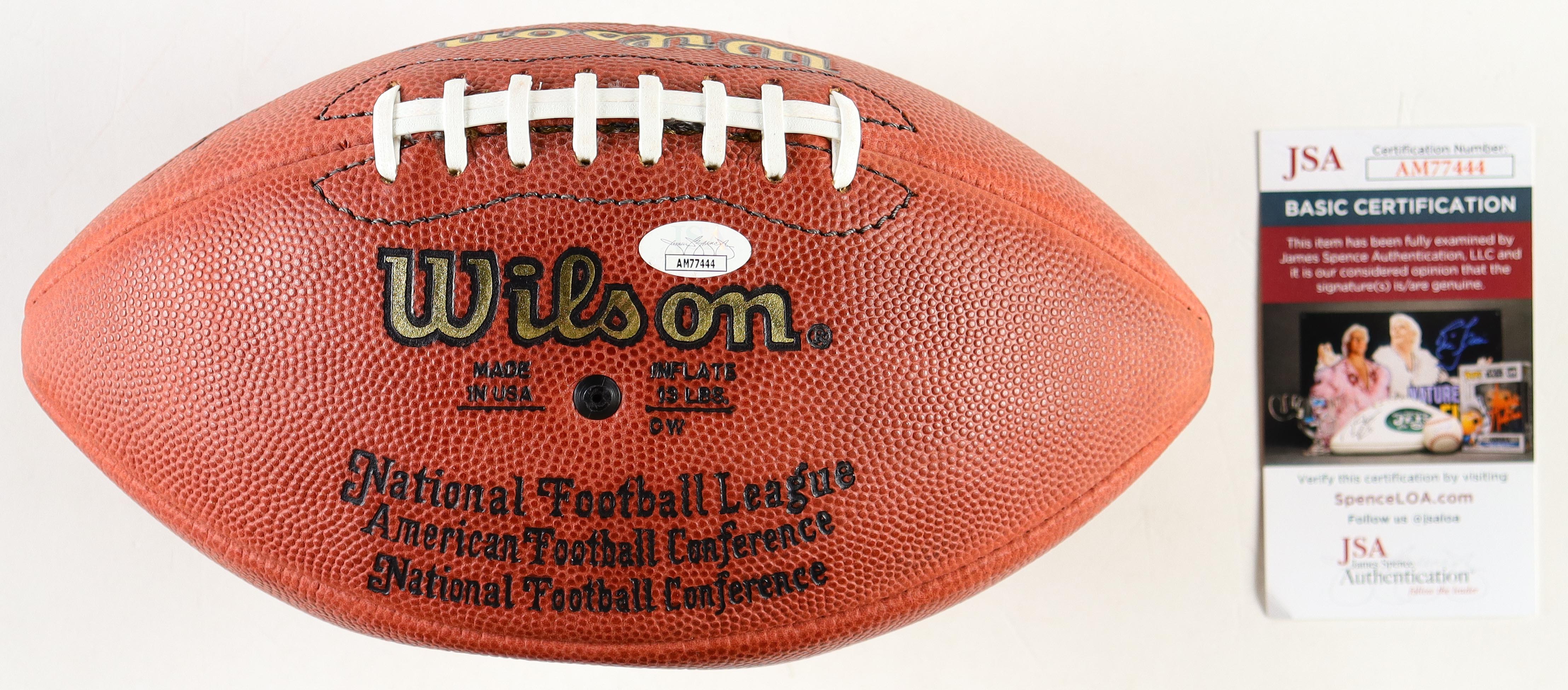 Brett Favre Signed Official NFL Official Game Ball Football With Acrylic Display Case (JSA) at PristineAuction.com Brett Favre Signed Official NFL Official Game Ball Football With Acrylic Display Case (JSA) at PristineAuction.com