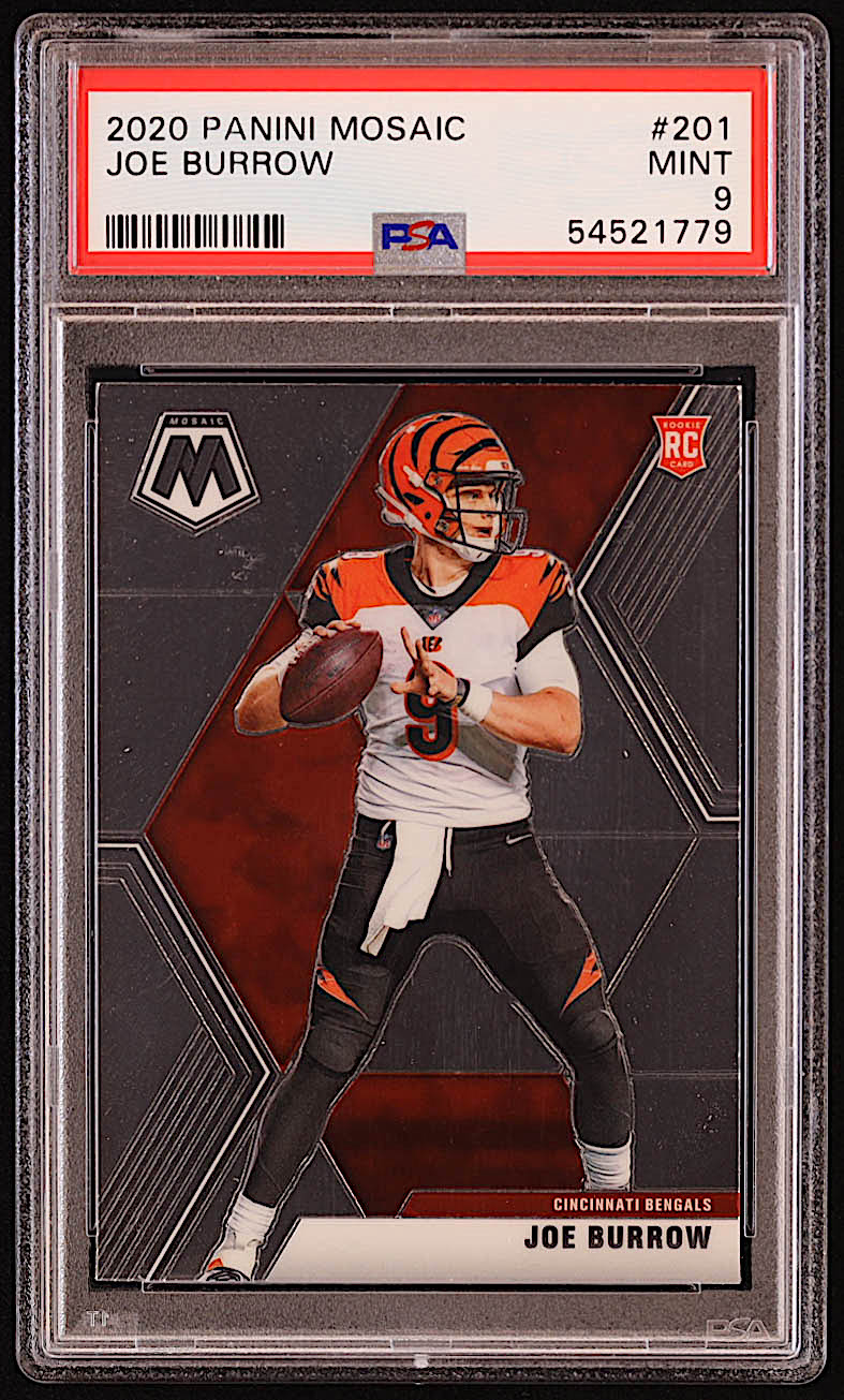 Joe Burrow 2020 Panini Mosaic #201 RC (PSA 9) at PristineAuction.com Joe Burrow 2020 Panini Mosaic #201 RC (PSA 9) at PristineAuction.com