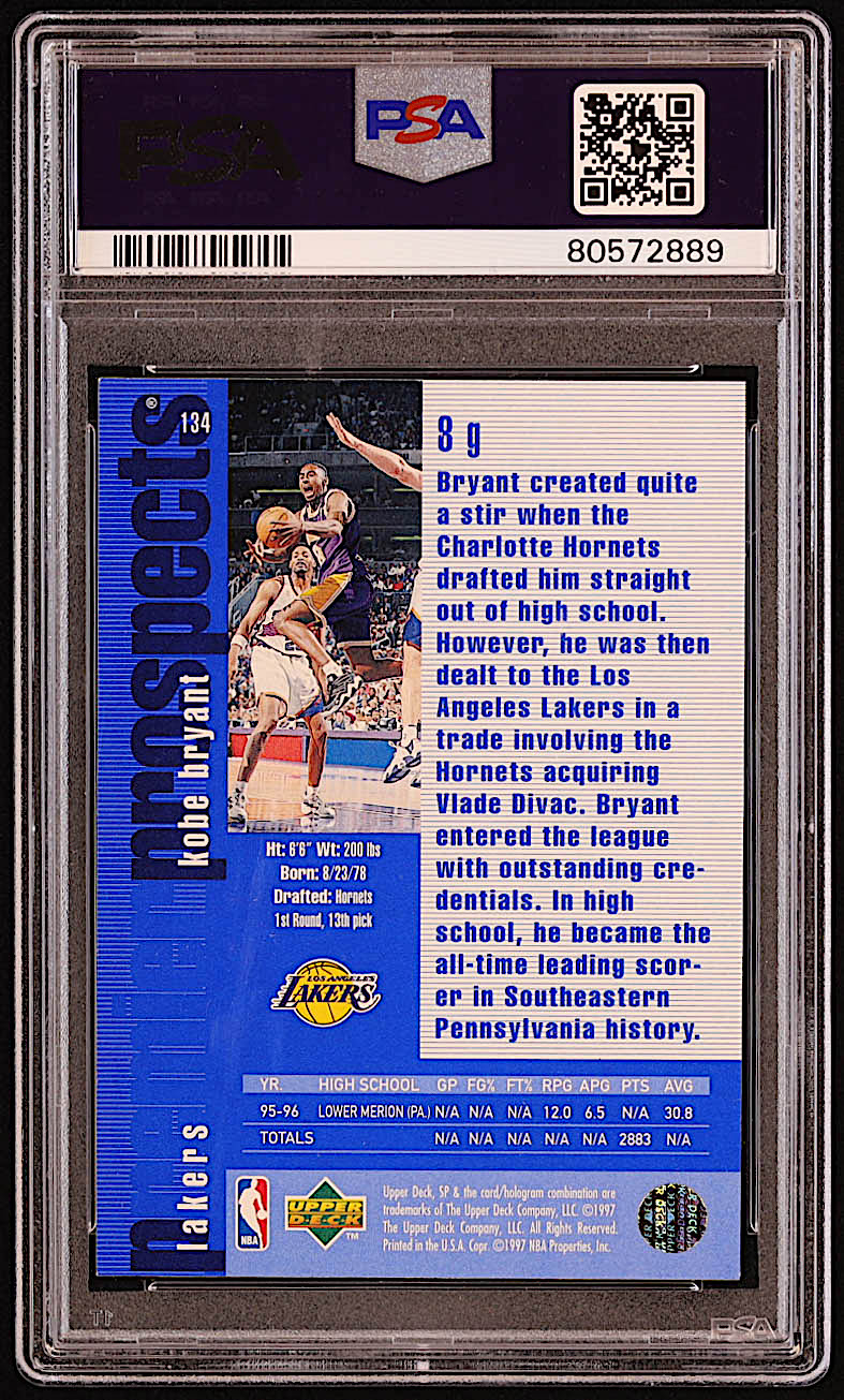 Kobe Bryant 1996-97 SP #134 RC (PSA 8) at PristineAuction.com Kobe Bryant 1996-97 SP #134 RC (PSA 8) at PristineAuction.com