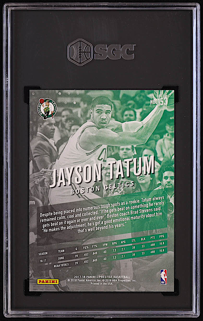 Jayson Tatum 2017-18 Prestige #153 RC (SGC 10) at PristineAuction.com Jayson Tatum 2017-18 Prestige #153 RC (SGC 10) at PristineAuction.com