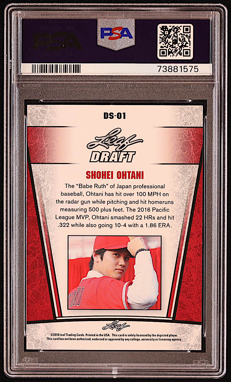 Shohei Ohtani 2018 Leaf Ohtani Draft Silver #DS01 RC (PSA 10) at PristineAuction.com Shohei Ohtani 2018 Leaf Ohtani Draft Silver #DS01 RC (PSA 10) at PristineAuction.com