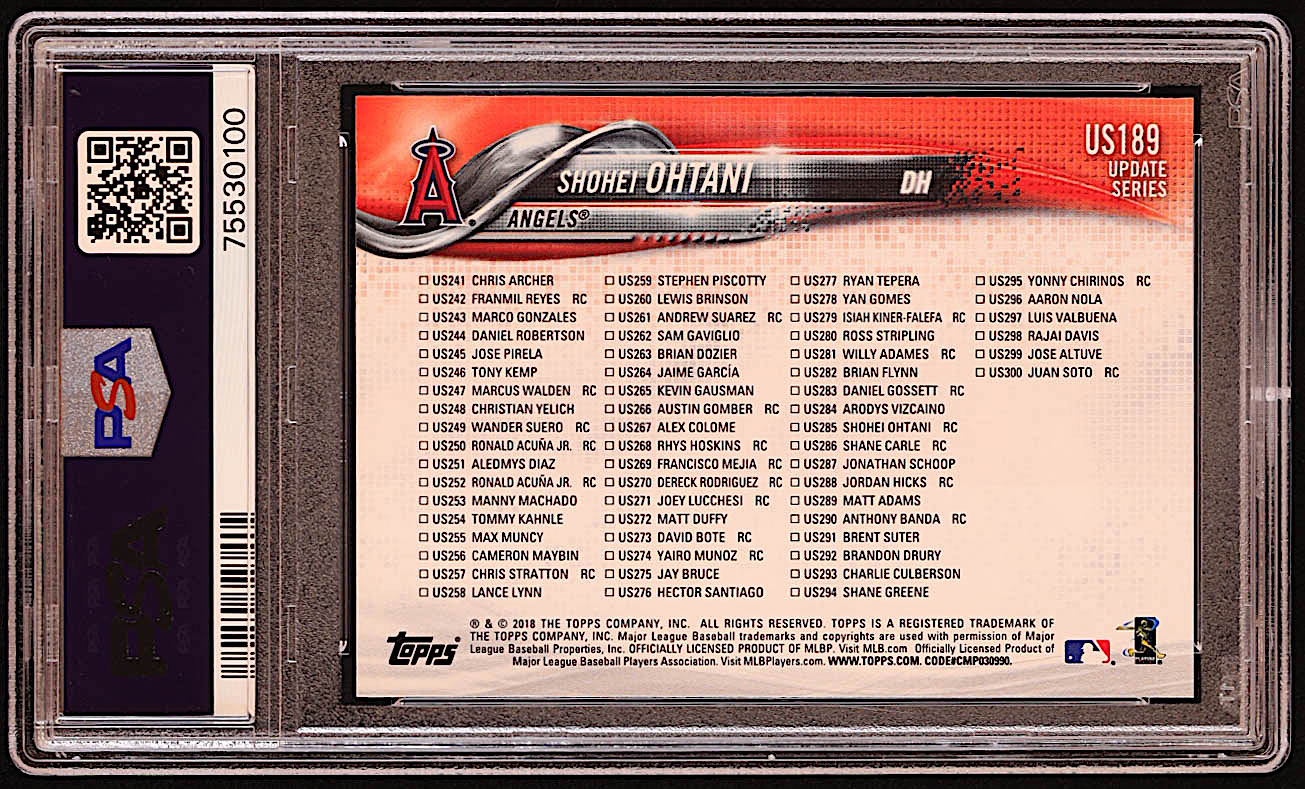 Shohei Ohtani 2018 Topps Update #US189 HL RC (PSA 10) at PristineAuction.com Shohei Ohtani 2018 Topps Update #US189 HL RC (PSA 10) at PristineAuction.com