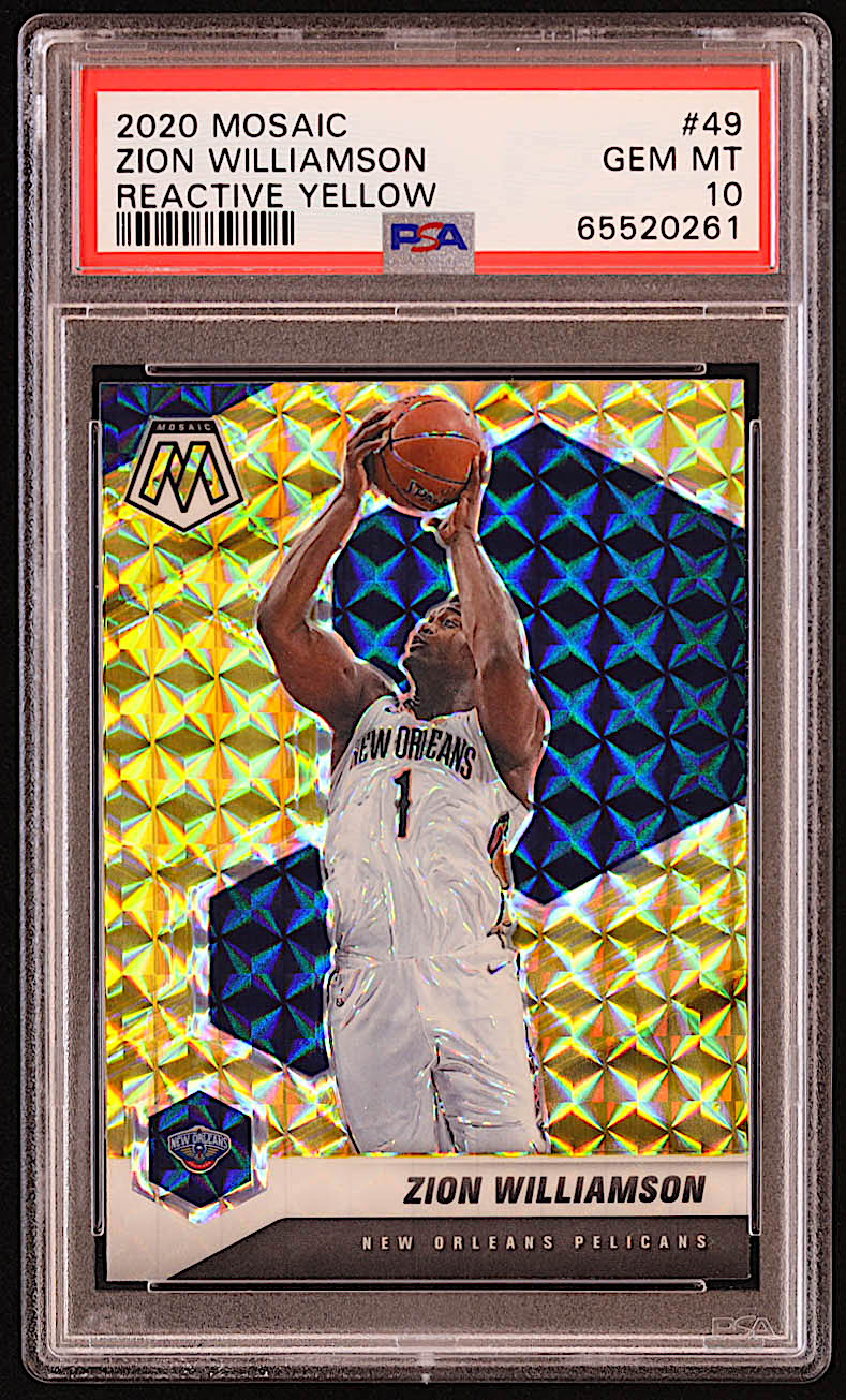Zion Williamson 2020-21 Panini Mosaic Mosaic Reactive Yellow #49 RC (PSA 10) at PristineAuction.com Zion Williamson 2020-21 Panini Mosaic Mosaic Reactive Yellow #49 RC (PSA 10) at PristineAuction.com