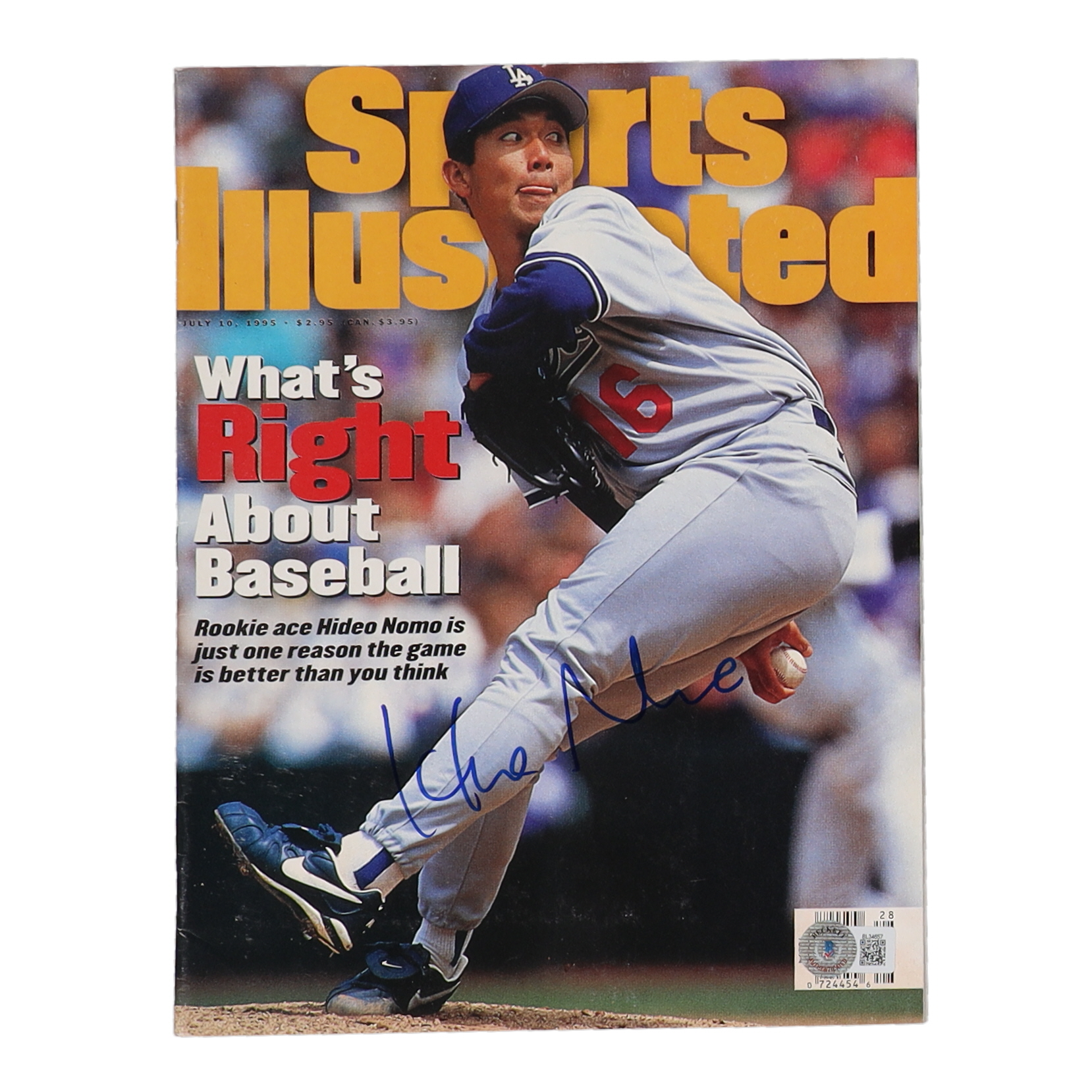 Hideo Nomo Signed 1995 Sports Illustrated Magazine (Beckett) at PristineAuction.com Hideo Nomo Signed 1995 Sports Illustrated Magazine (Beckett) at PristineAuction.com