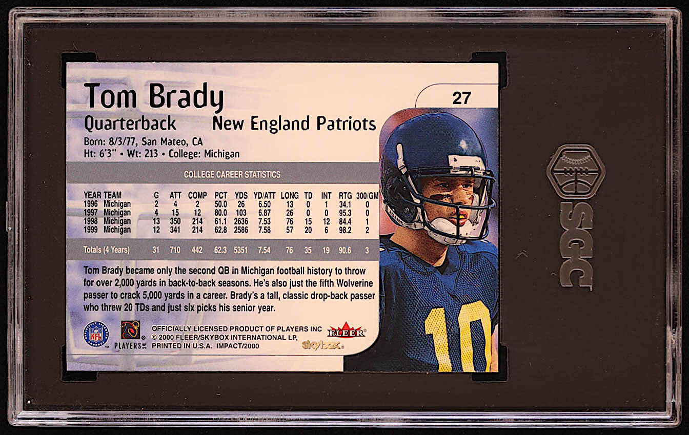 Tom Brady 2000 Impact #27 RC (SGC 9) at PristineAuction.com Tom Brady 2000 Impact #27 RC (SGC 9) at PristineAuction.com