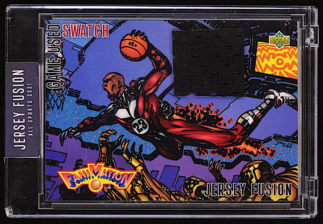 Michael Jordan 2021 Sportscards.com Jersey Fusion Game-Used Swatch #JFMJ97 at PristineAuction.com Michael Jordan 2021 Sportscards.com Jersey Fusion Game-Used Swatch #JFMJ97 at PristineAuction.com