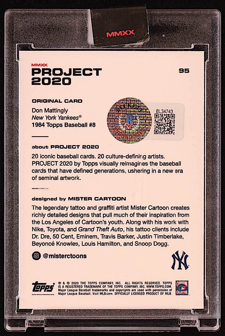 Don Mattingly Signed 2020 Topps Project 2020 #95 Mister Cartoon (Beckett) at PristineAuction.com Don Mattingly Signed 2020 Topps Project 2020 #95 Mister Cartoon (Beckett) at PristineAuction.com