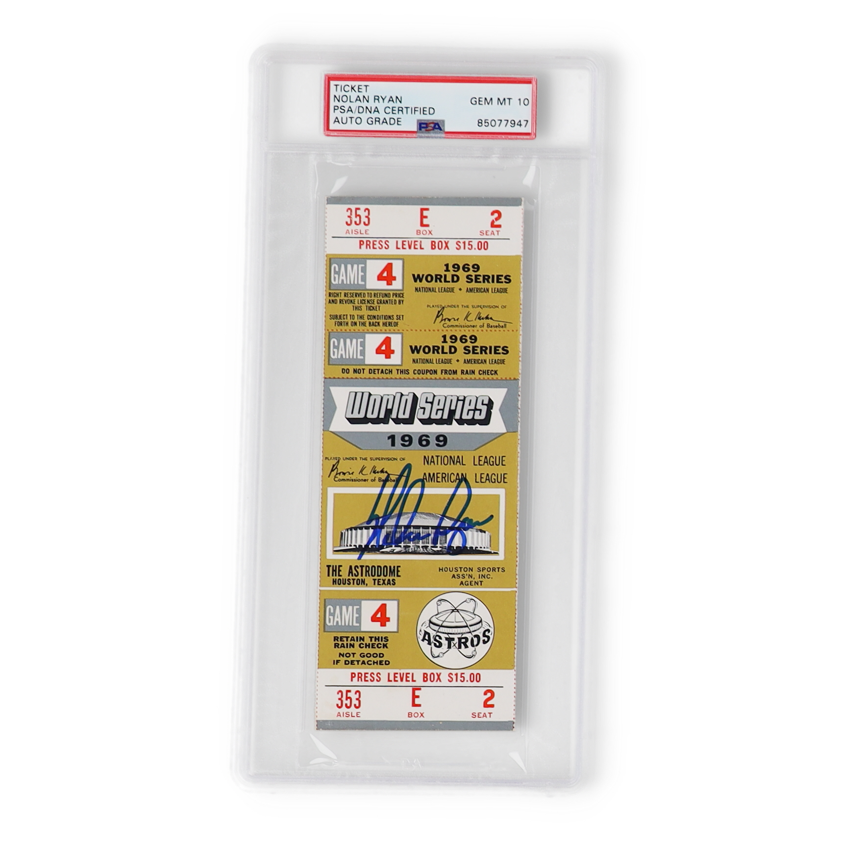 Nolan Ryan Signed 1969 World Series Game 4 Ticket (PSA | Auto 10) at PristineAuction.com Nolan Ryan Signed 1969 World Series Game 4 Ticket (PSA | Auto 10) at PristineAuction.com