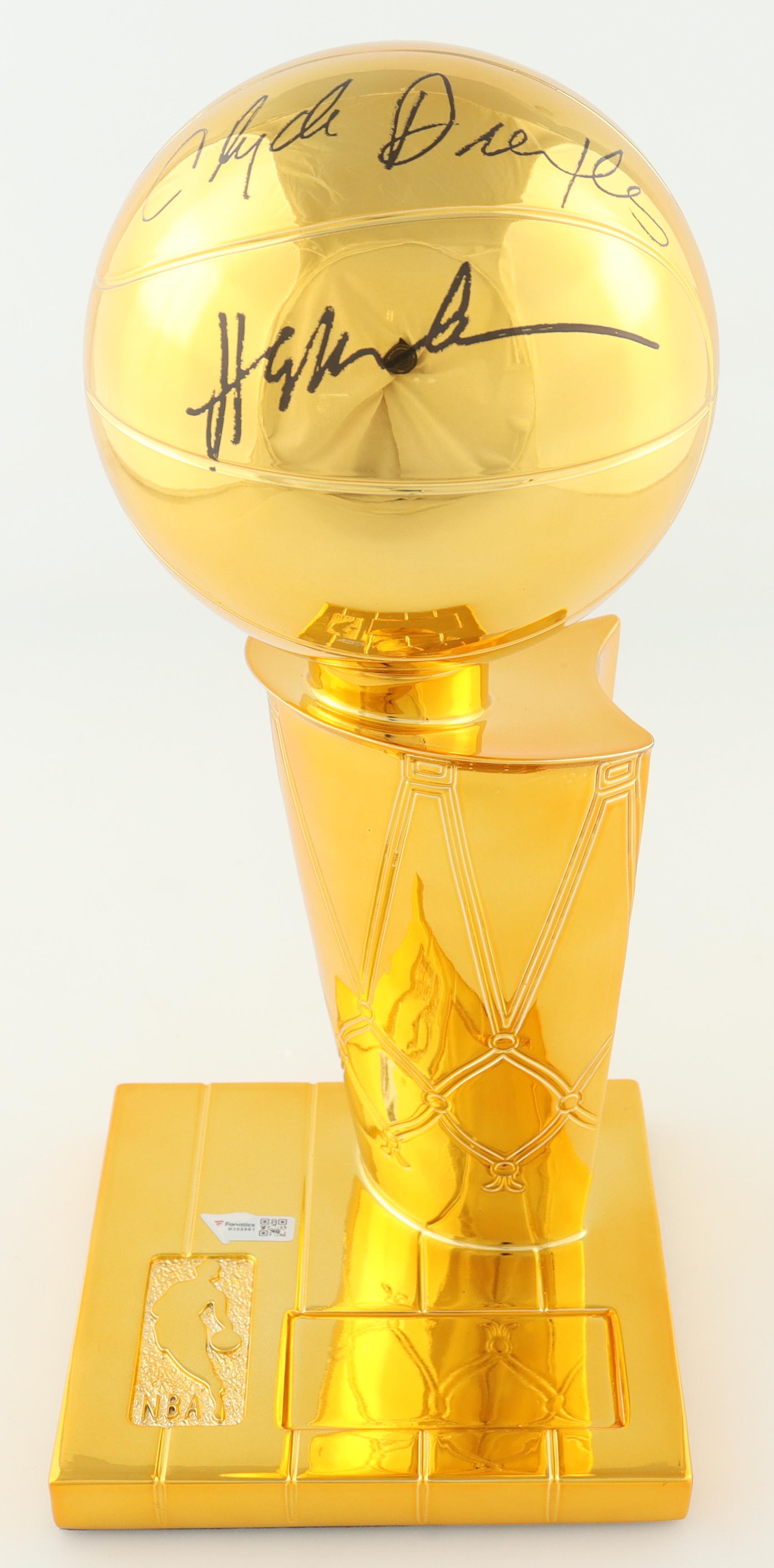 Clyde Drexler & Hakeem Olajuwon Signed Rockets NBA Champions 12" Replica Trophy (Fanatics) at PristineAuction.com Clyde Drexler & Hakeem Olajuwon Signed Rockets NBA Champions 12" Replica Trophy (Fanatics) at PristineAuction.com
