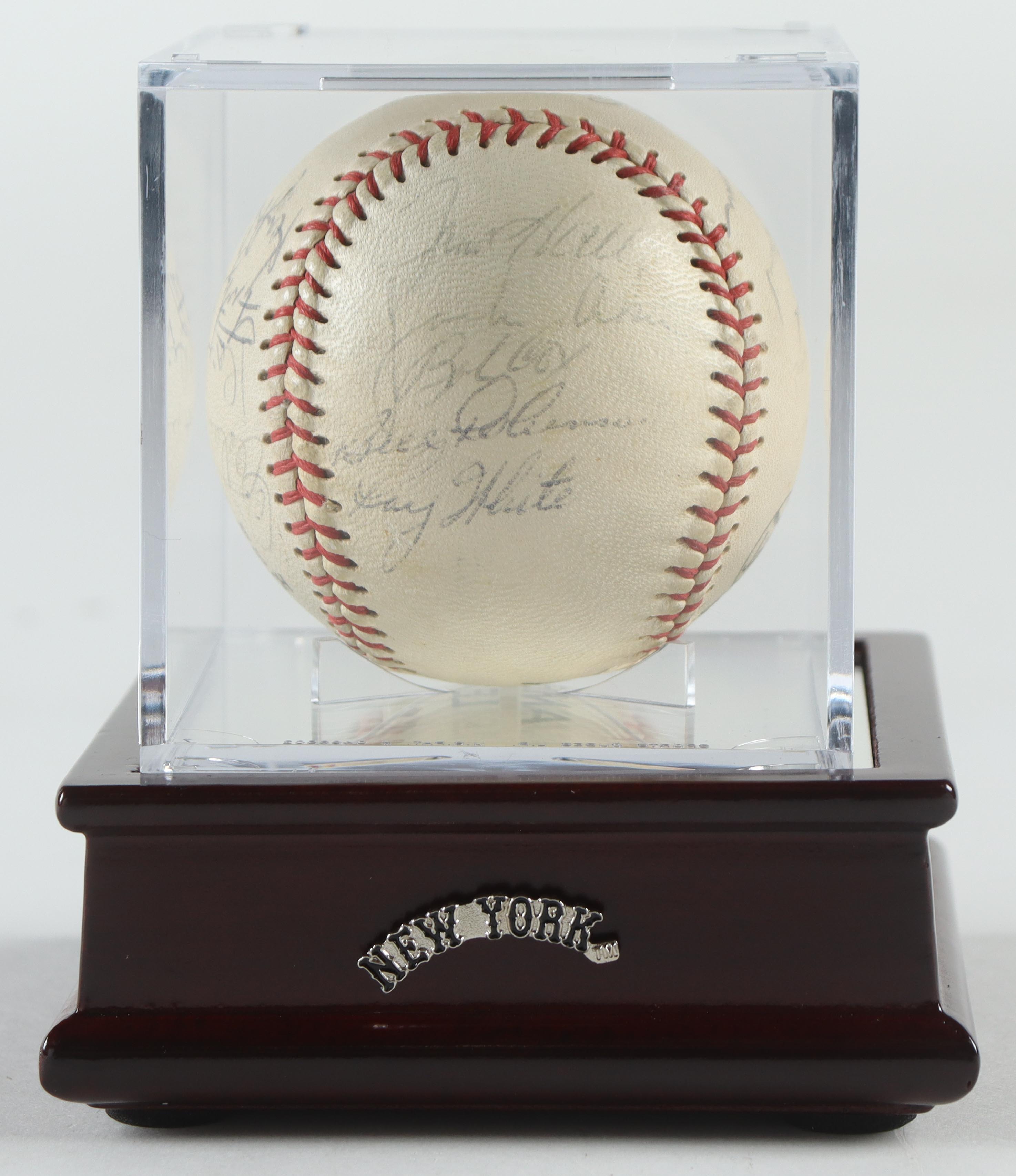 1969 Yankees AL Baseball Team-Signed by (20) with Bobby Cox, Elston Howard, Bobby Murcer, Jim Turner with Yankees Display Case (PSA) at PristineAuction.com 1969 Yankees AL Baseball Team-Signed by (20) with Bobby Cox, Elston Howard, Bobby Murcer, Jim Turner with Yankees Display Case (PSA) at PristineAuction.com